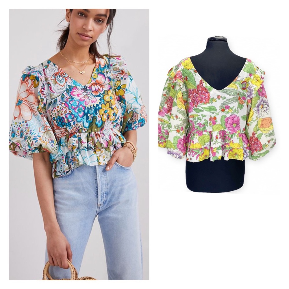 Anthropologie Love the Label Ruffle Reagan Blouse
